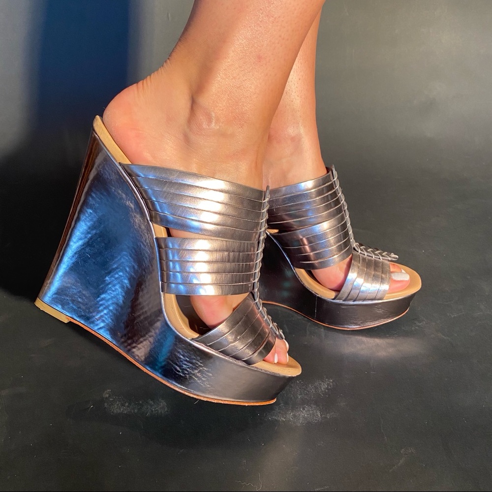 Coach Bristol Mirror Leather Wedges